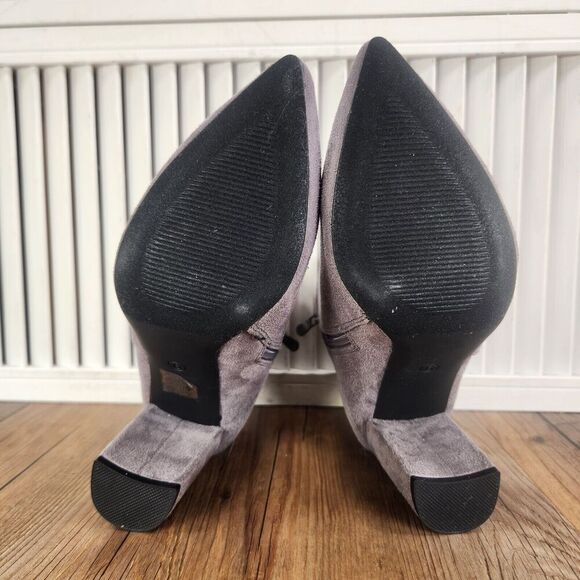 Dream Pairs Sianna Womens Sz 6 Light Gray Suede Side Zip Pointed Toe Ankle Boots - Picture 9 of 14